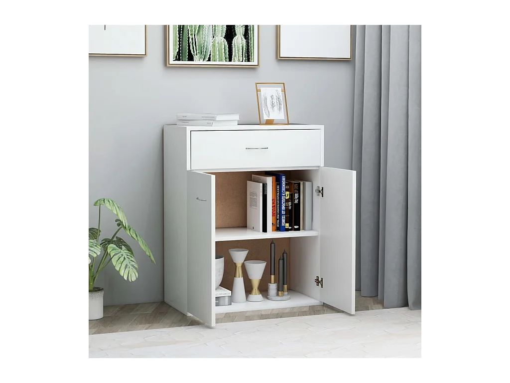 Buffet | Commode à tiroir | Meuble de rangement blanc 60x30x75 cm bois d'ingénierie