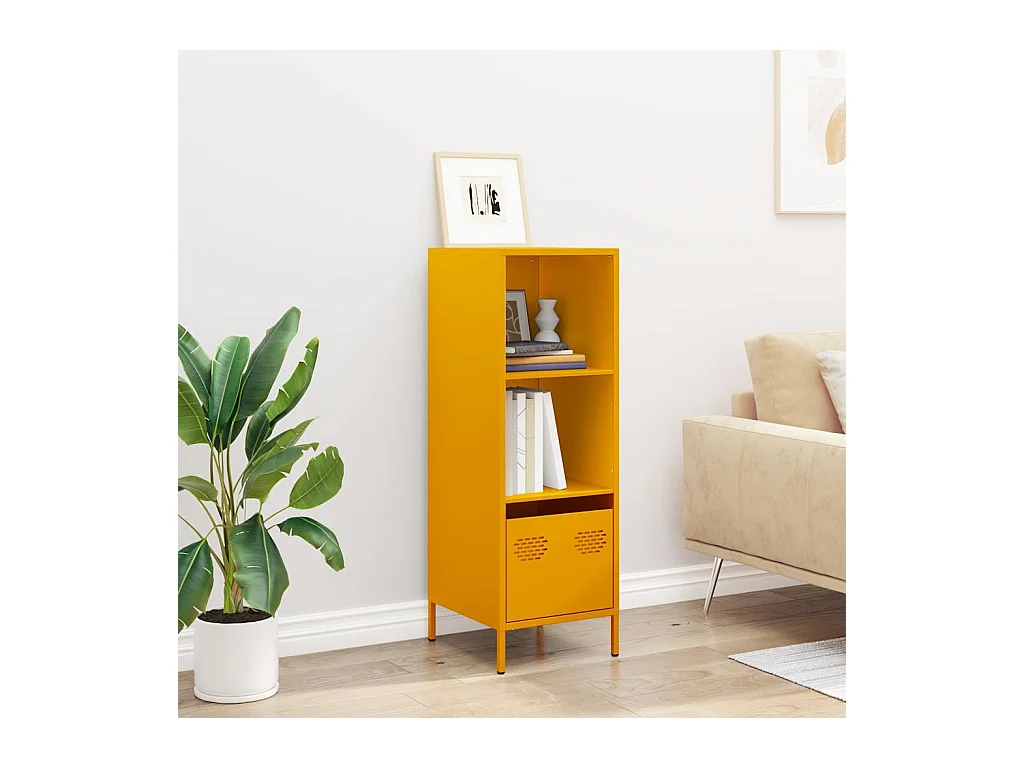 Buffet | Commode à tiroir | Meuble de rangement haut jaune moutarde 35x39x103,5 cm acier