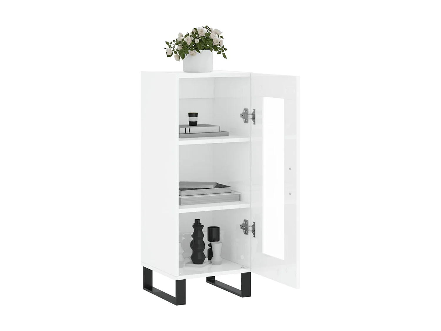 Buffet | Bahut | Meuble de rangement Blanc brillant 34,5x34x90 cm Bois d'ingénierie