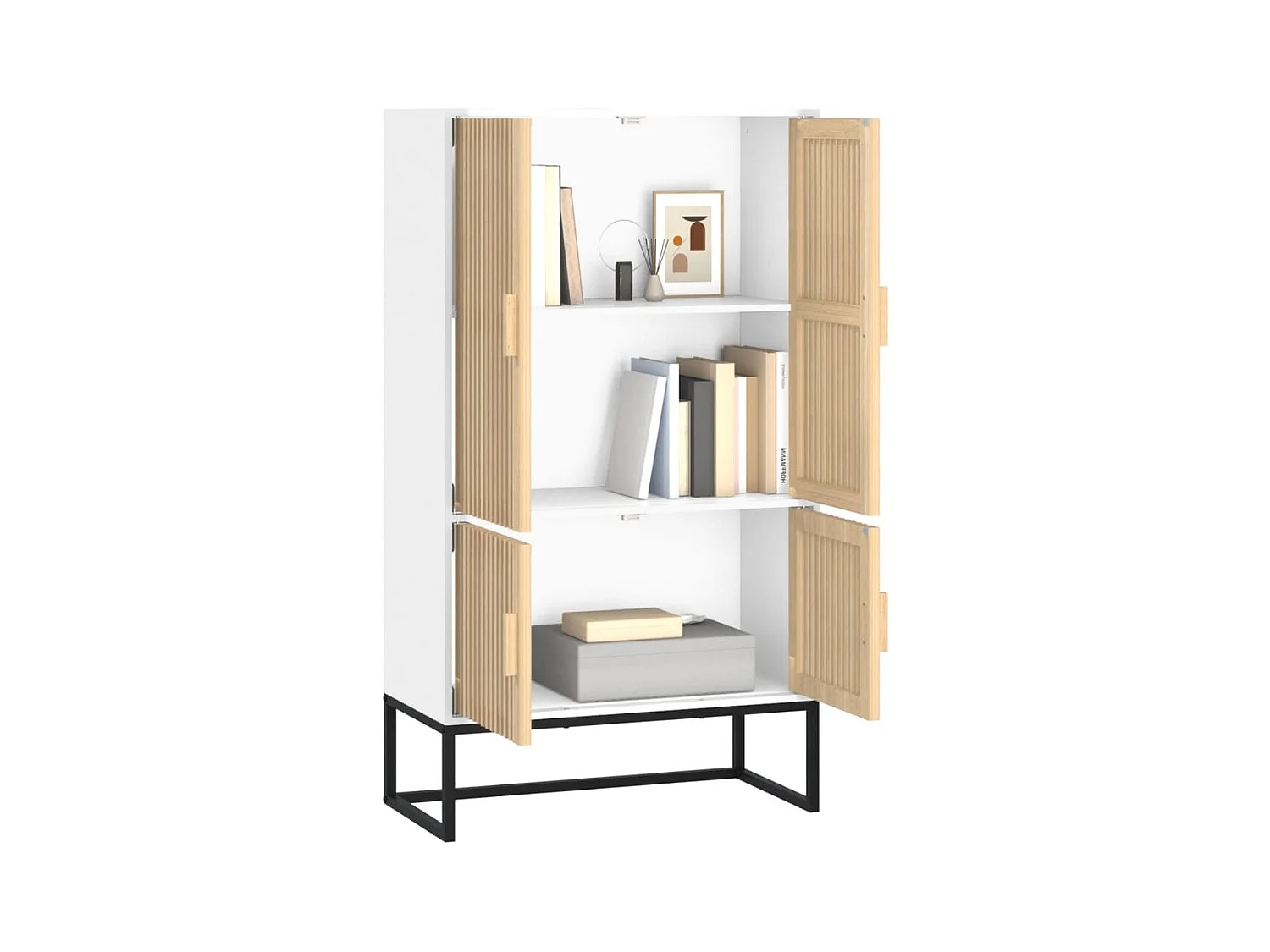 Buffet | Bahut | Meuble de rangement haut blanc 70x35x125 cm bois d'ingénierie
