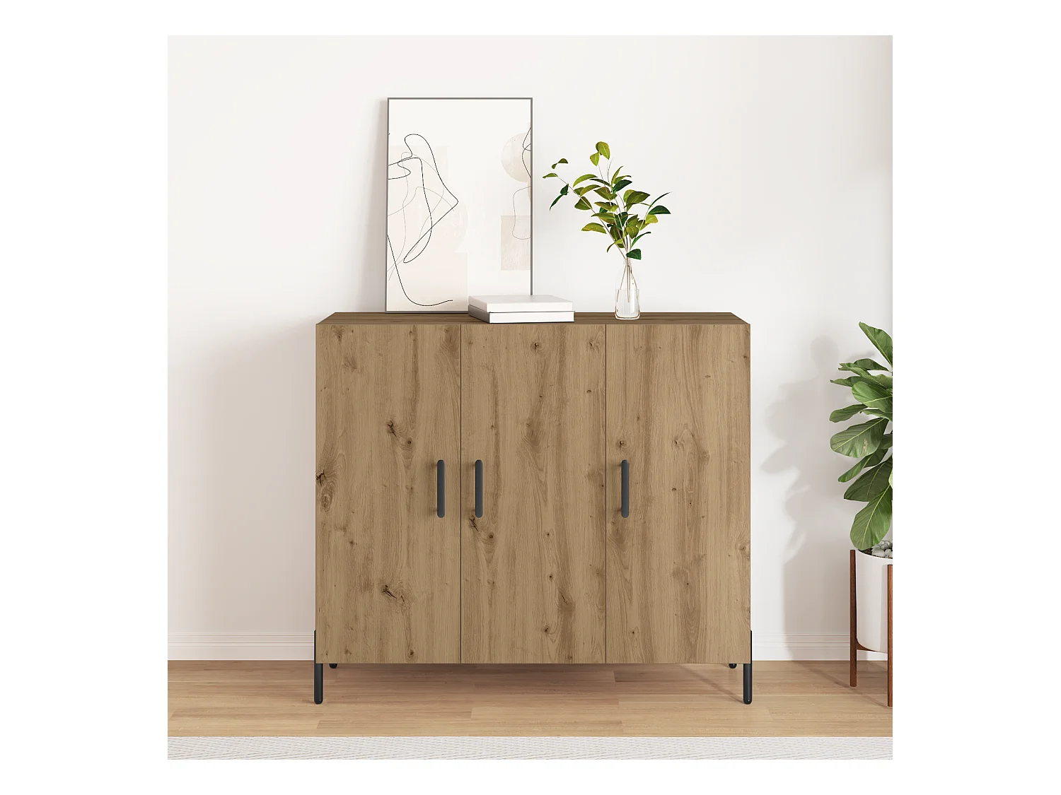 Buffet | Bahut | Meuble de rangement Artisan Chêne 90x34x80 cm en bois d'ingénierie