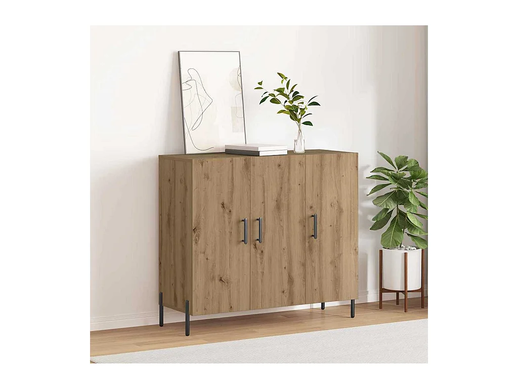 Buffet | Bahut | Meuble de rangement Artisan Chêne 90x34x80 cm en bois d'ingénierie