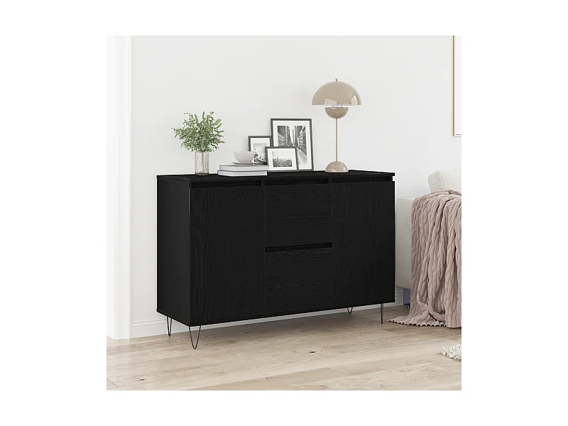 Buffet | Bahut | Meuble de rangement Noir Chêne 101,5x35x70 cm Bois d'ingénierie