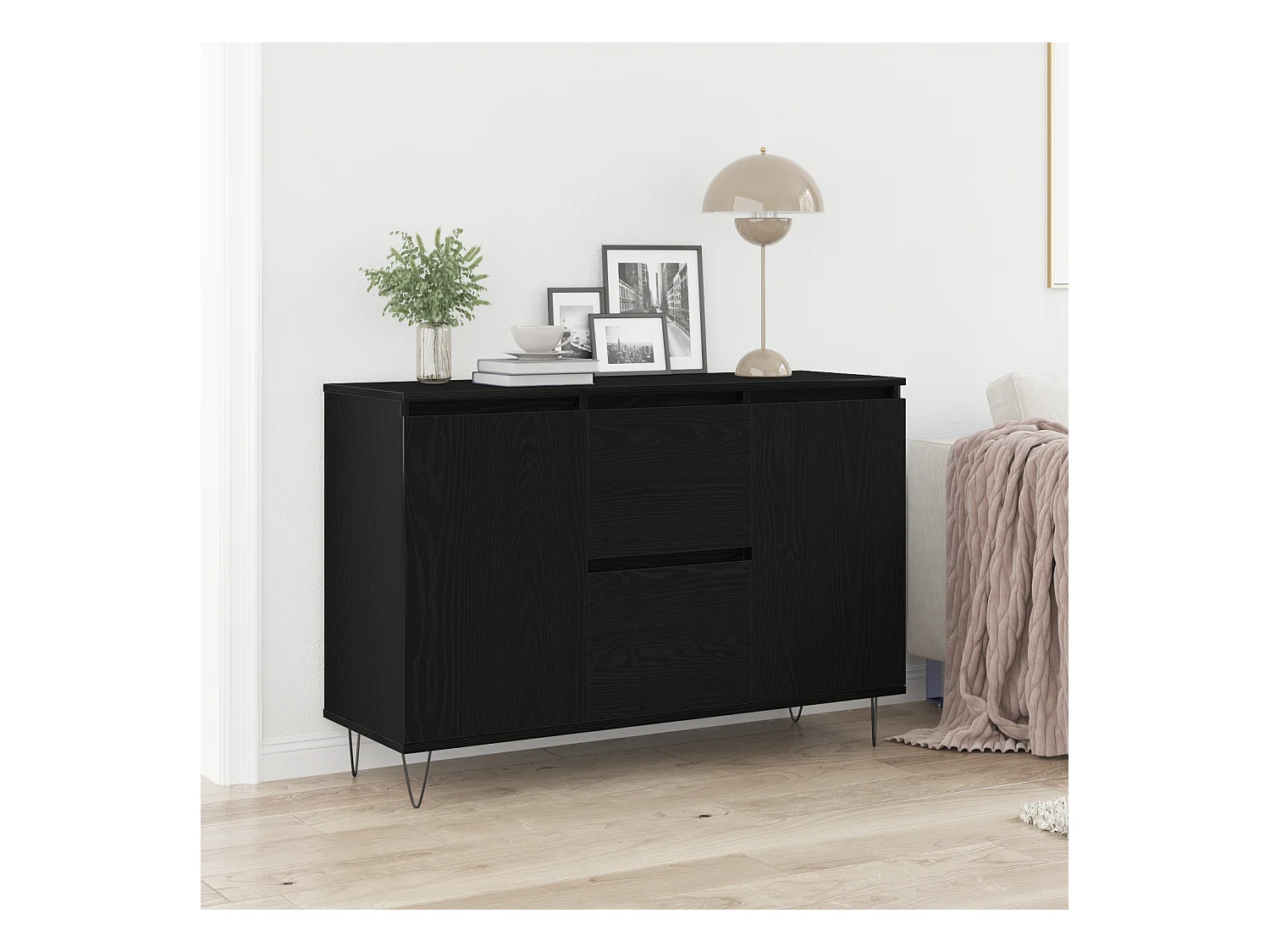 Buffet | Bahut | Meuble de rangement Noir Chêne 101,5x35x70 cm Bois d'ingénierie