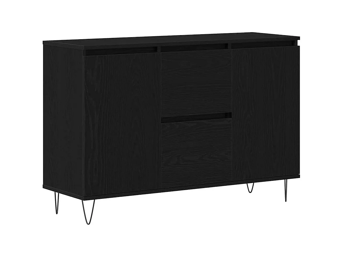 Buffet | Bahut | Meuble de rangement Noir Chêne 101,5x35x70 cm Bois d'ingénierie