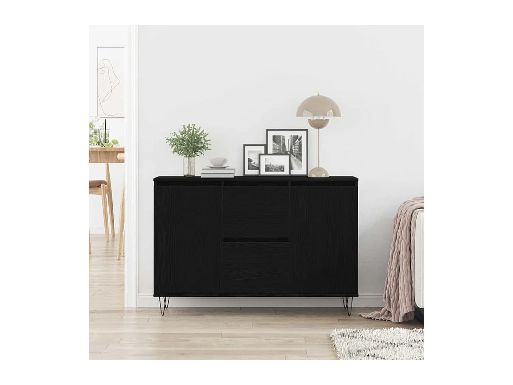 Buffet | Bahut | Meuble de rangement Noir Chêne 101,5x35x70 cm Bois d'ingénierie