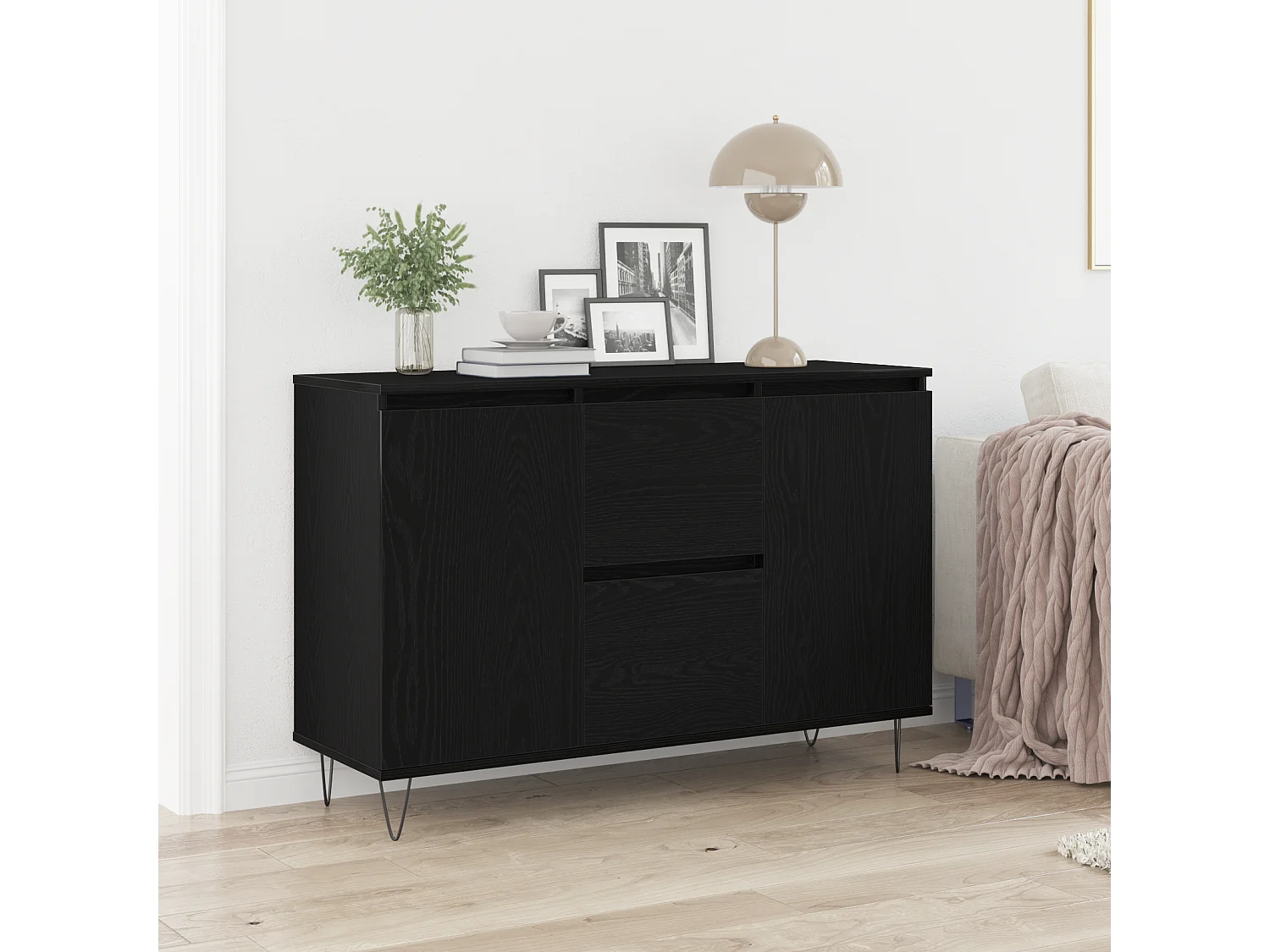 Buffet | Bahut | Meuble de rangement Noir Chêne 101,5x35x70 cm Bois d'ingénierie