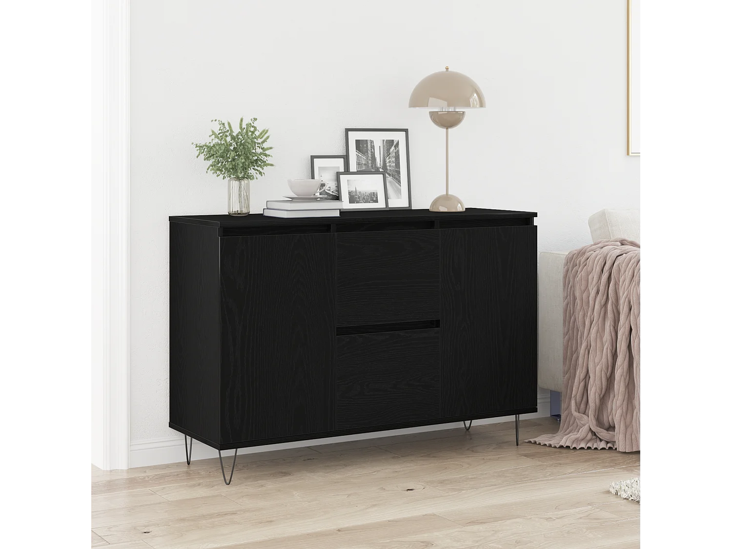 Buffet | Bahut | Meuble de rangement Noir Chêne 101,5x35x70 cm Bois d'ingénierie