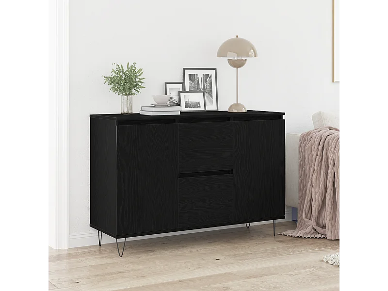 Buffet | Bahut | Meuble de rangement Noir Chêne 101,5x35x70 cm Bois d'ingénierie
