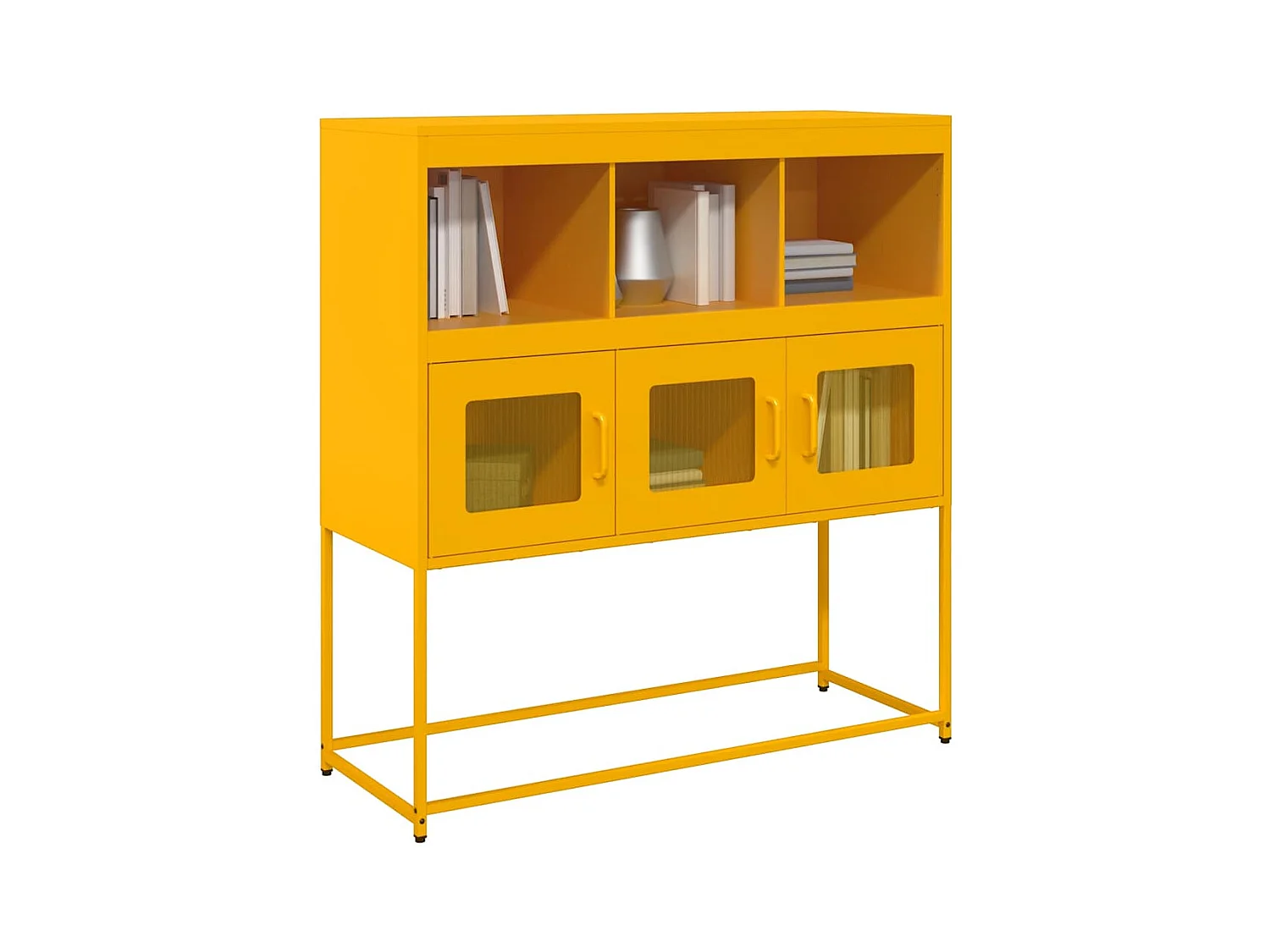 Buffet | Bahut | Meuble de rangement jaune moutarde 100,5x39x107 cm acier laminé à froid