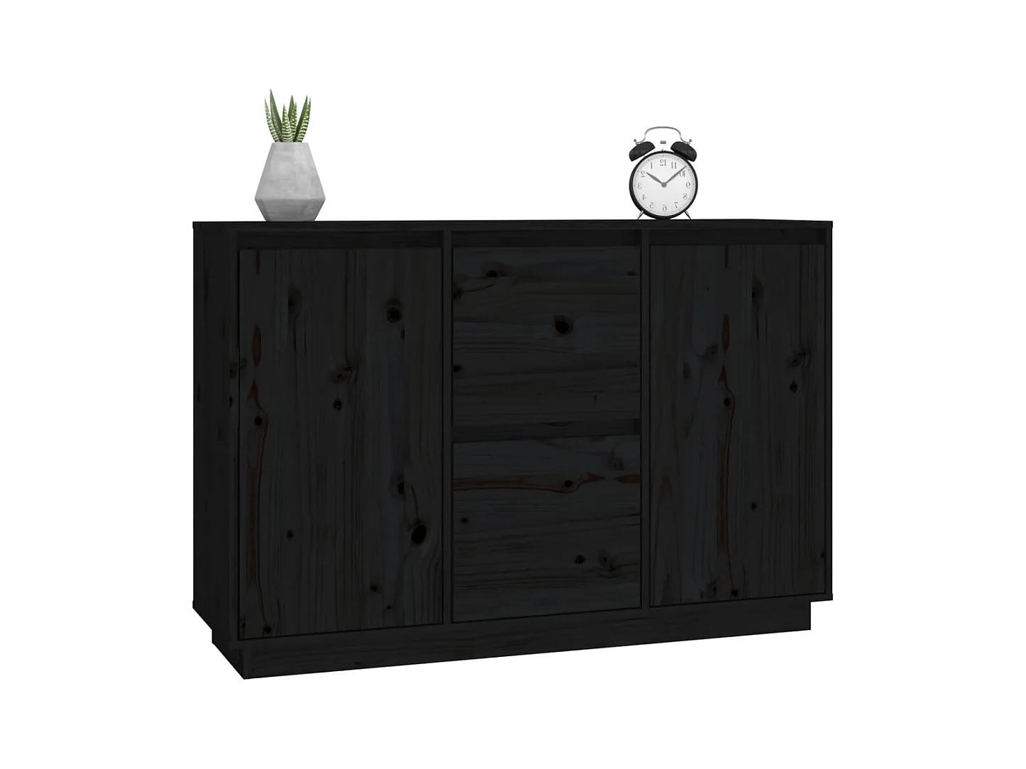 Buffet | Bahut | Meuble de rangement Noir 111x34x75 cm Bois massif de pin