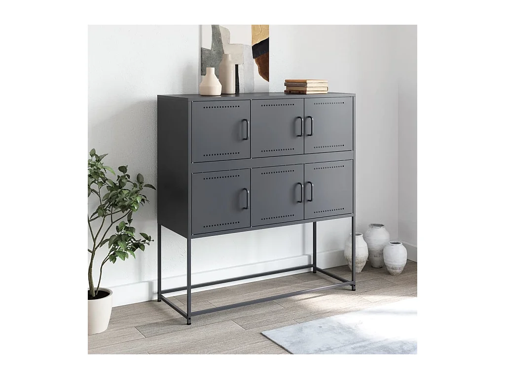 Buffet | Bahut | Meuble de rangement anthracite 100,5x39x107 cm acier