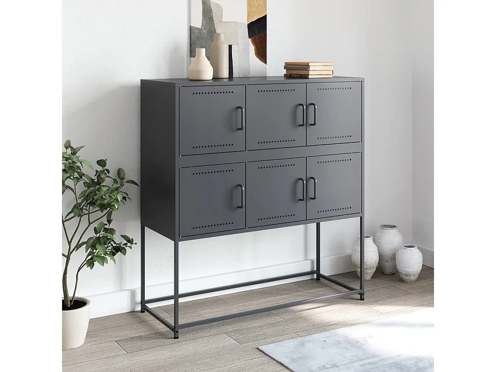 Buffet | Bahut | Meuble de rangement anthracite 100,5x39x107 cm acier