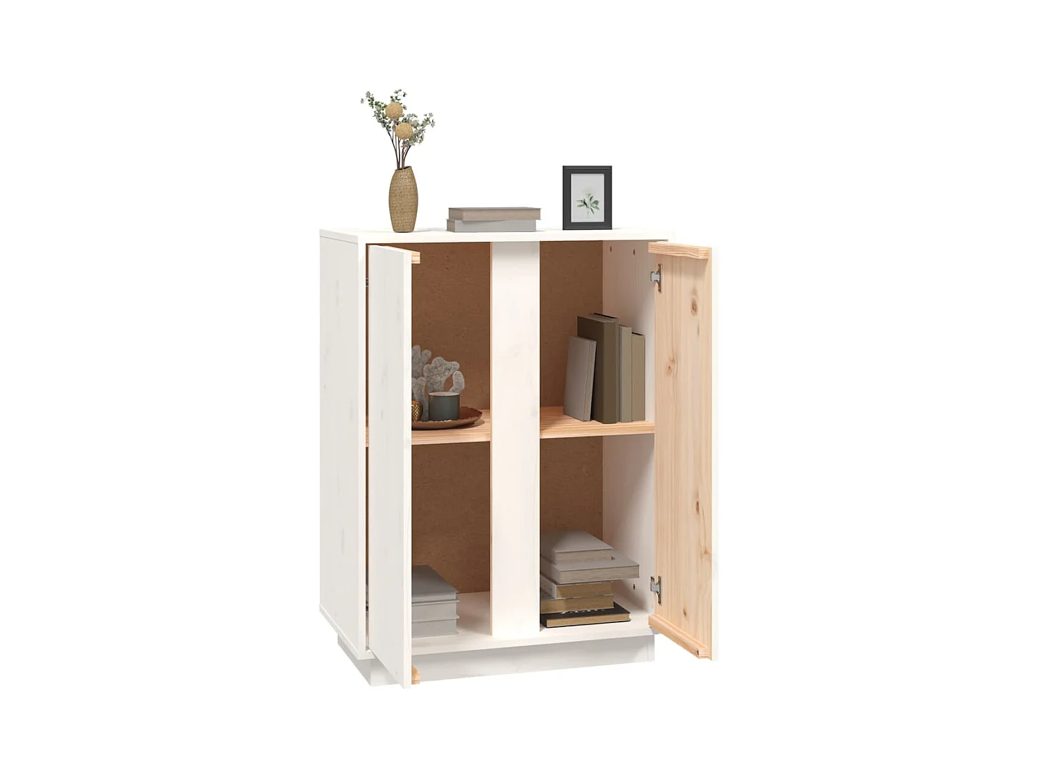 Buffet | Bahut | Meuble de rangement Blanc 60x35x80 cm Bois massif de pin