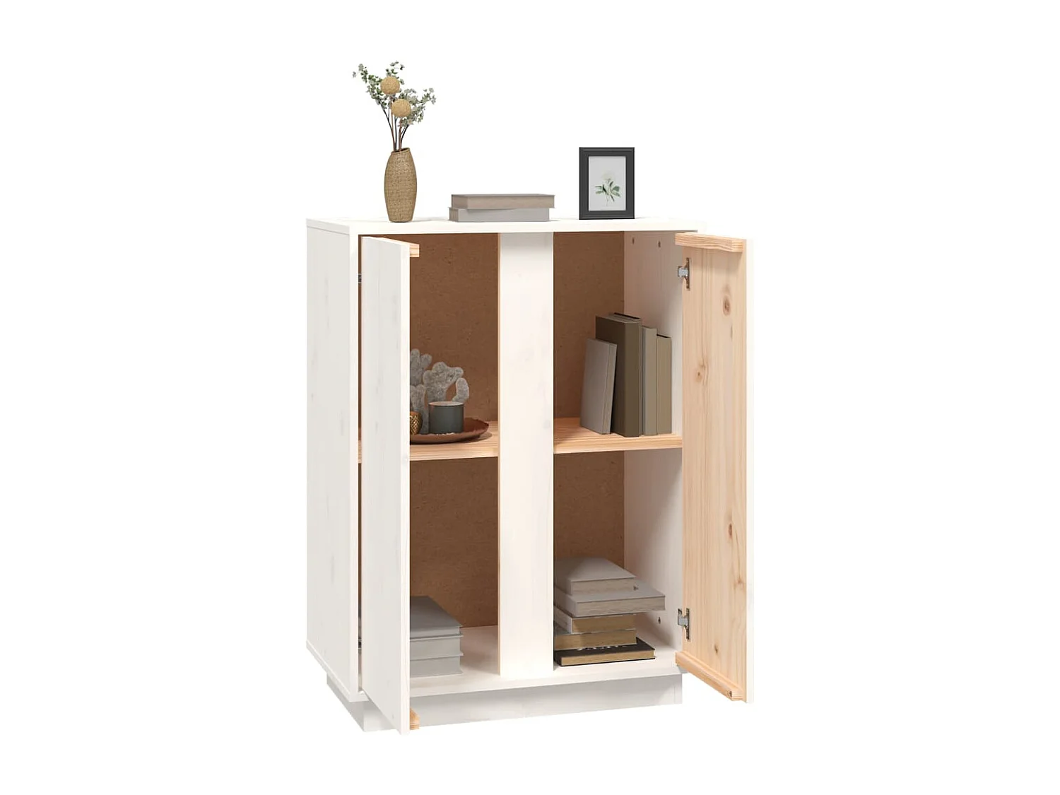 Buffet | Bahut | Meuble de rangement Blanc 60x35x80 cm Bois massif de pin