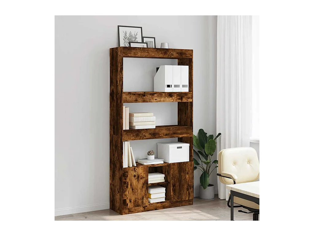 Buffet | Bahut | Meuble de rangement haut chêne fumé 92x33x180 cm bois d'ingénierie