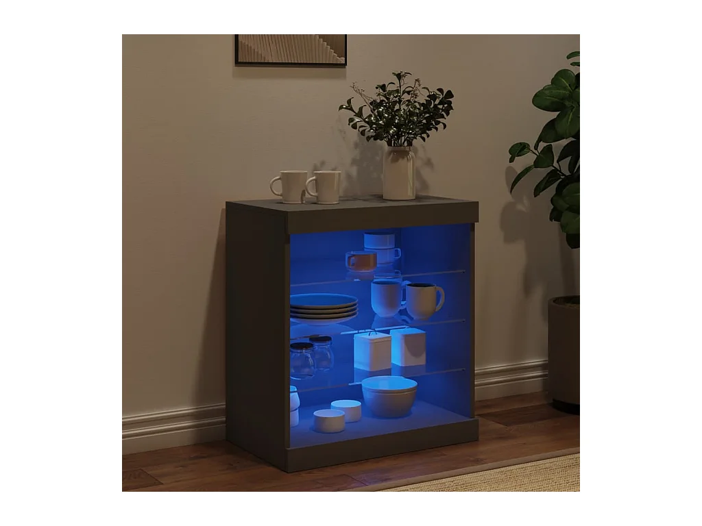 Buffet | Bahut | Meuble de rangement avec lumières LED noir 60,5x37x67 cm