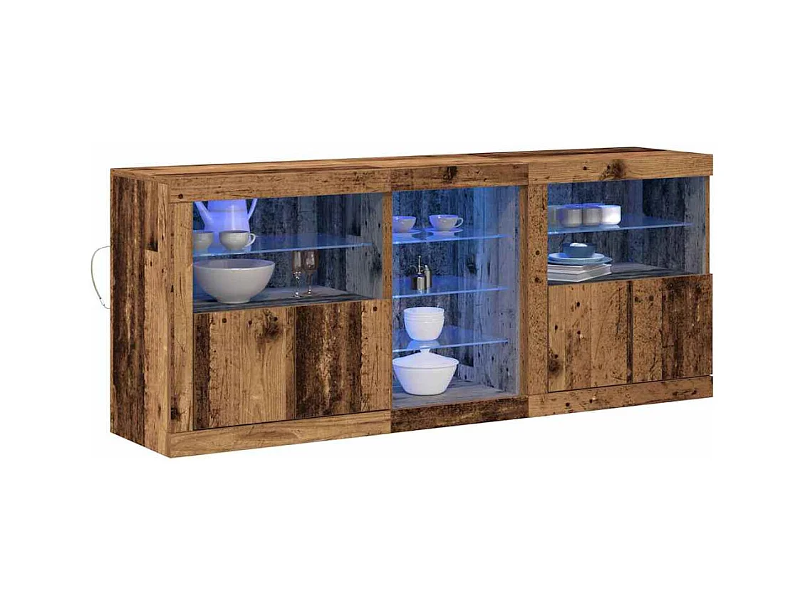 Buffet | Bahut | Meuble de rangement avec éclairage LED Bois ancien 162x37x67 cm Bois reconstitué
