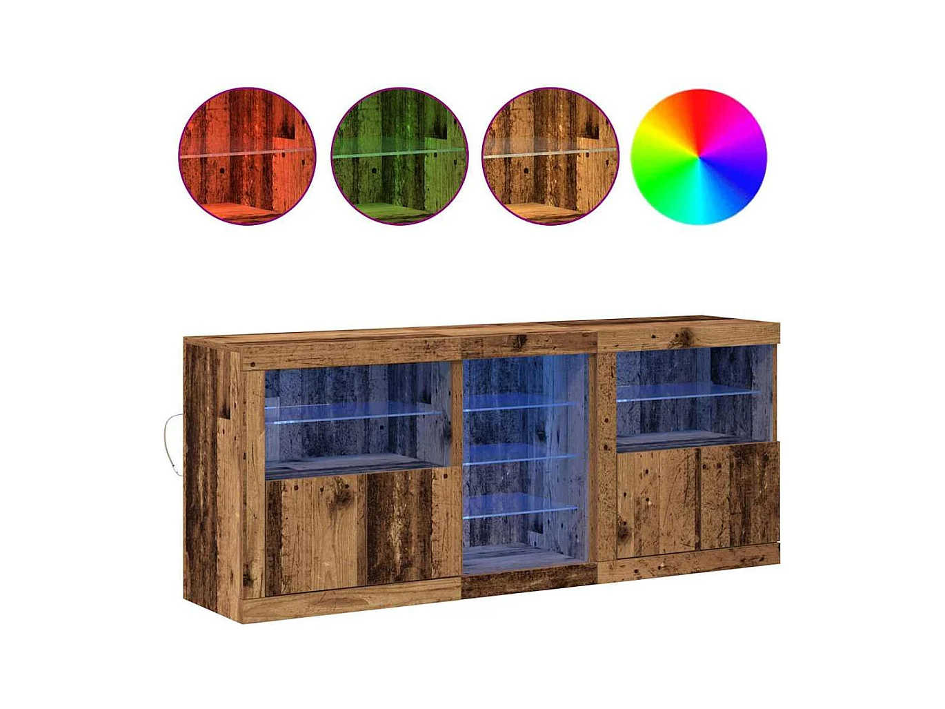 Buffet | Bahut | Meuble de rangement avec éclairage LED Bois ancien 162x37x67 cm Bois reconstitué