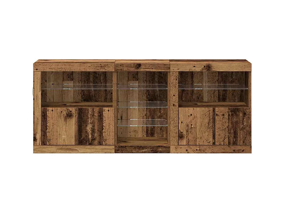 Buffet | Bahut | Meuble de rangement avec éclairage LED Bois ancien 162x37x67 cm Bois reconstitué