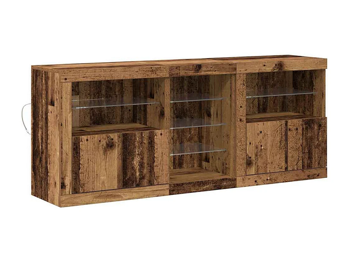 Credenza | Buffet | Armadio con luci LED Legno invecchiato 162x37x67 cm Legno ingegnerizzato
