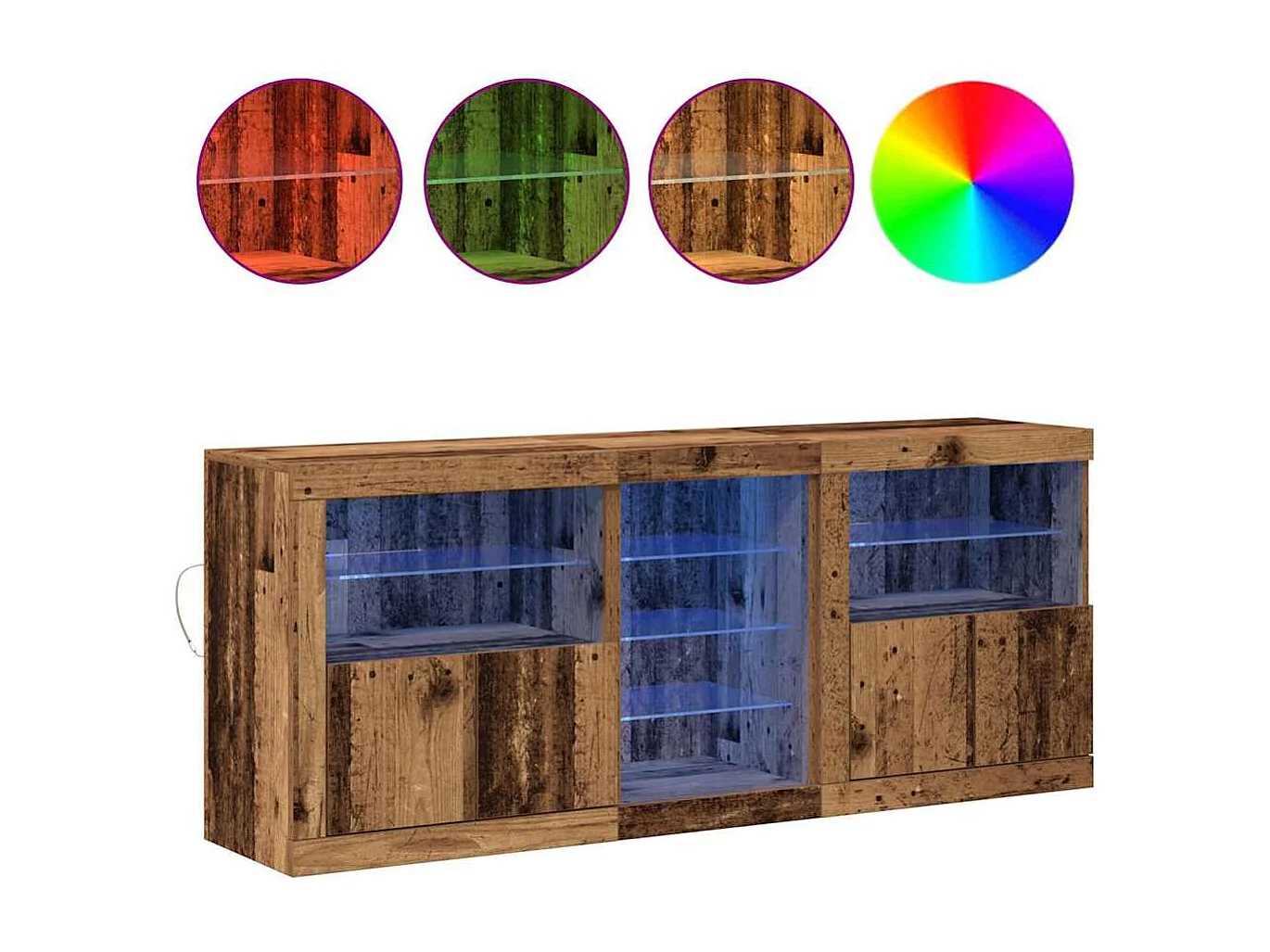 Credenza | Buffet | Armadio con luci LED Legno invecchiato 162x37x67 cm Legno ingegnerizzato