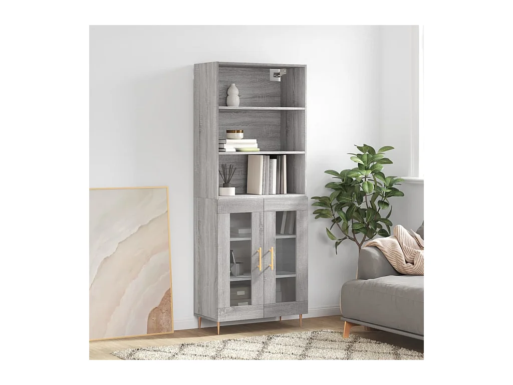 Credenza | Buffet | Armadio Grigio Sonoma 69,5x34x180 cm in Legno Multistrato