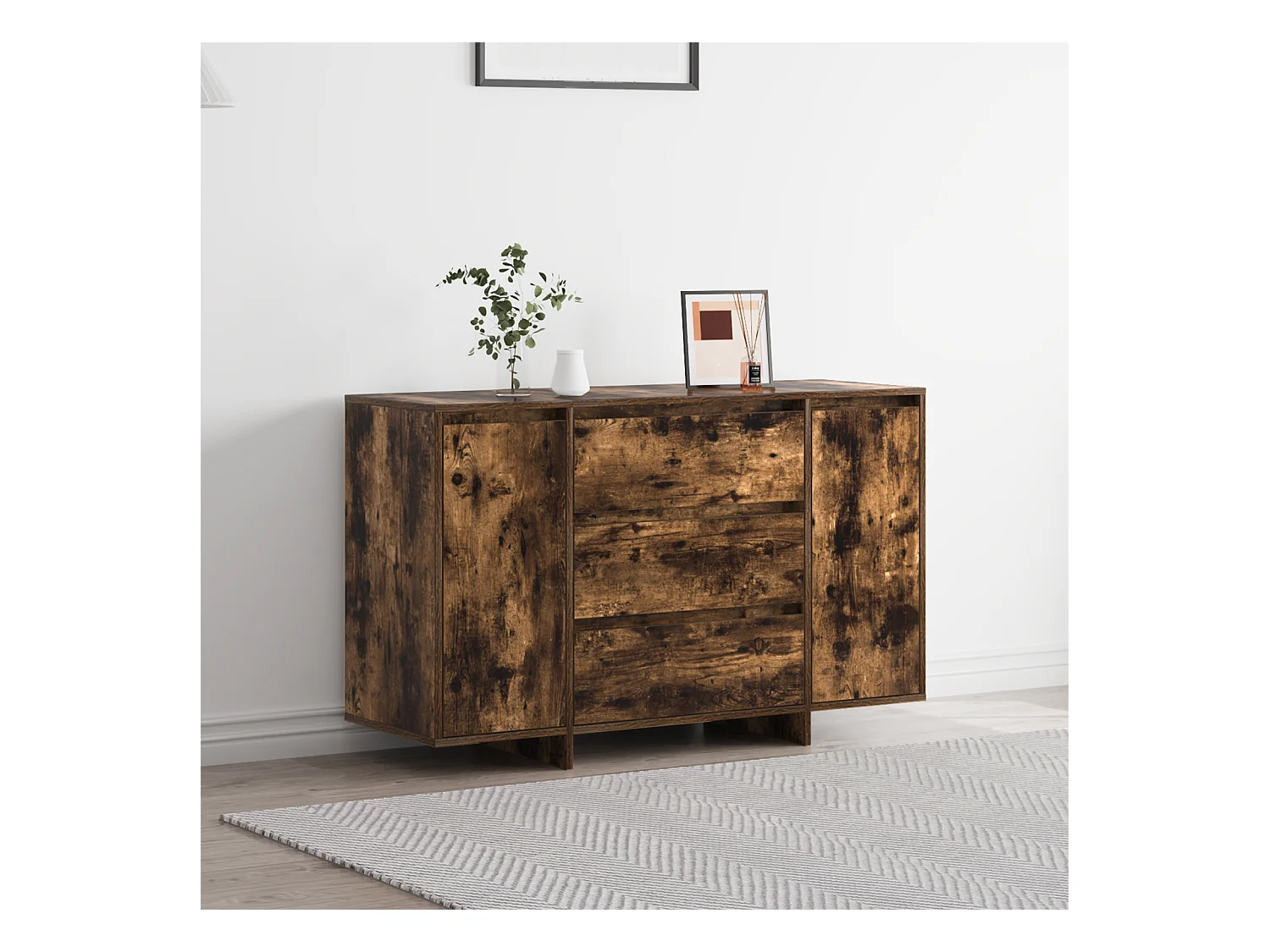 Sideboard | Credenza | Armadio in Rovere Affumicato 120x41x75 cm in Legno Ingegnerizzato