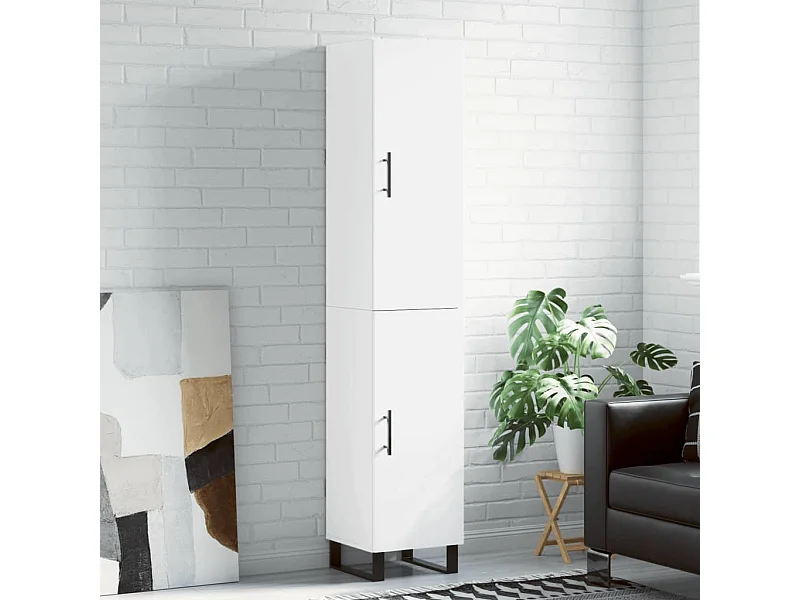 Credenza | Buffet | Armadio Bianca 34,5x34x180 cm in Legno Multistrato