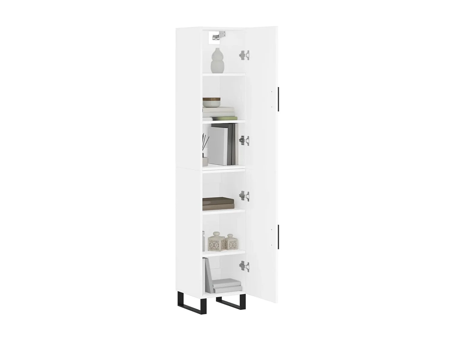 Credenza | Buffet | Armadio Bianca 34,5x34x180 cm in Legno Multistrato