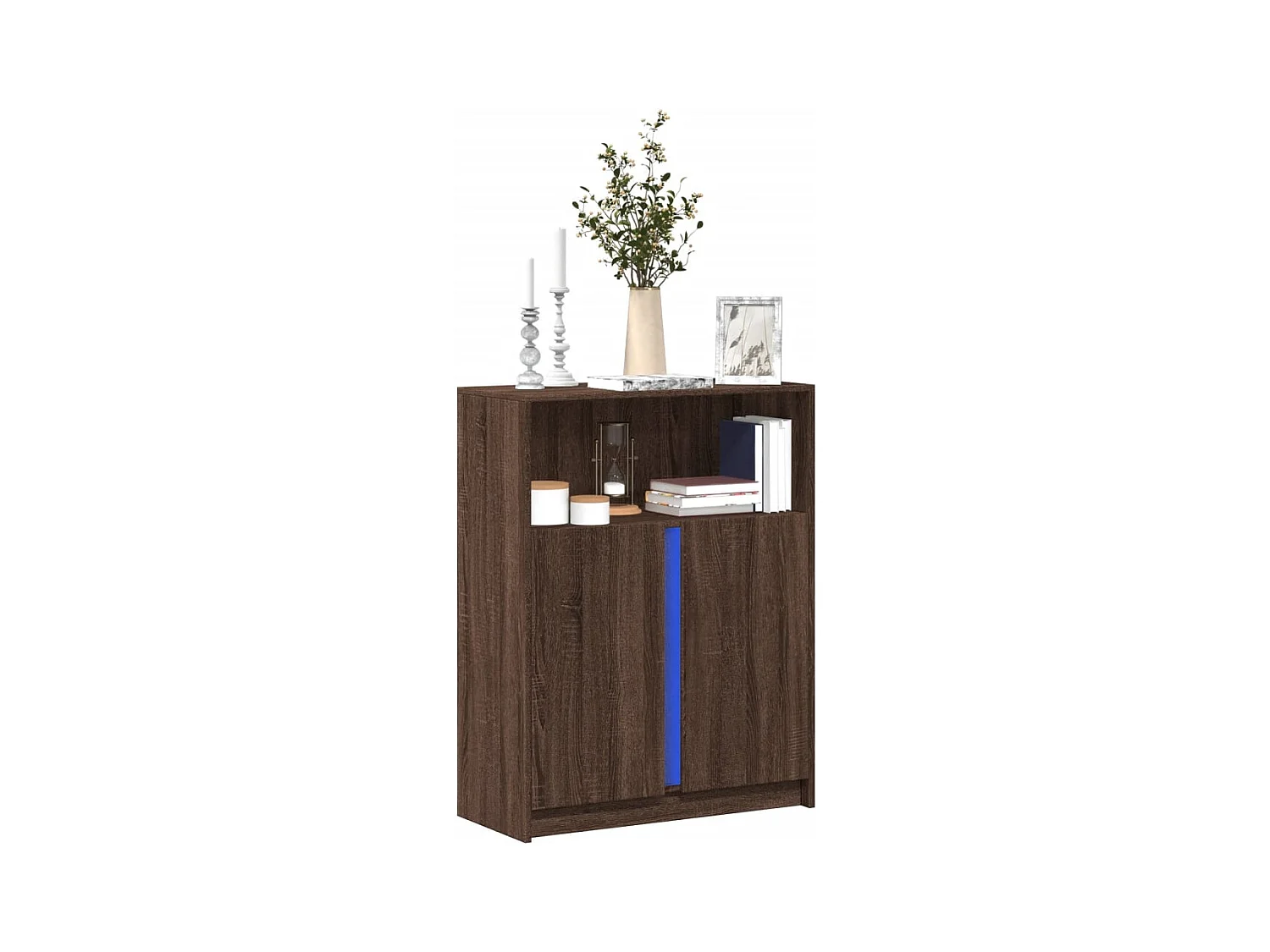 Buffet | Bahut | Meuble de rangement avec LED chêne marron 77x34x100 cm bois d'ingénierie