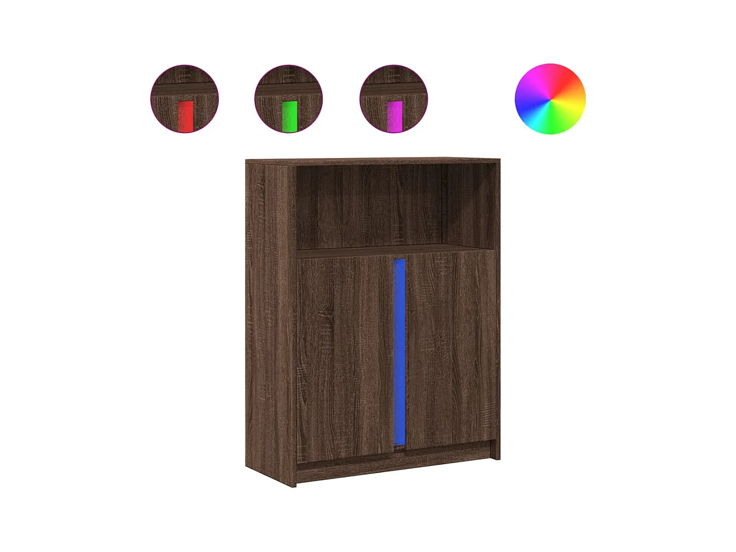 Buffet | Bahut | Meuble de rangement avec LED chêne marron 77x34x100 cm bois d'ingénierie