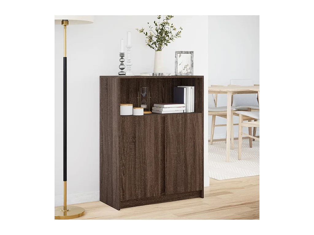 Buffet | Bahut | Meuble de rangement avec LED chêne marron 77x34x100 cm bois d'ingénierie