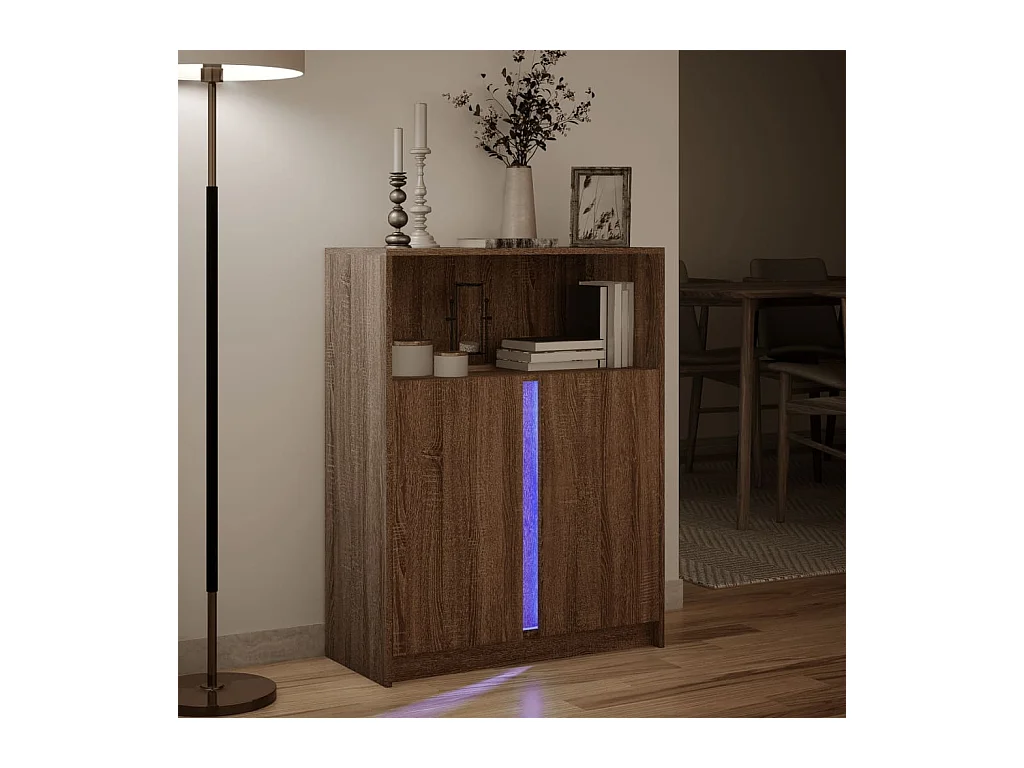 Buffet | Bahut | Meuble de rangement avec LED chêne marron 77x34x100 cm bois d'ingénierie