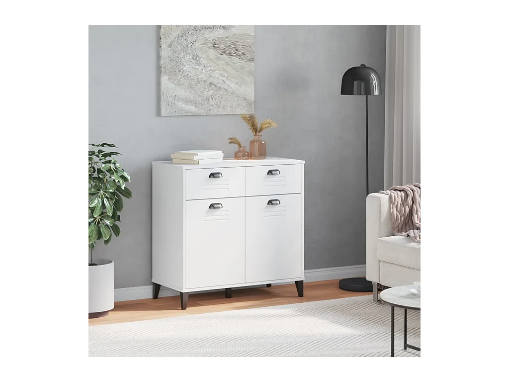 Buffet | Commode à tiroir | Meuble de rangement VIKEN blanc 80x40x80 cm bois d'ingénierie