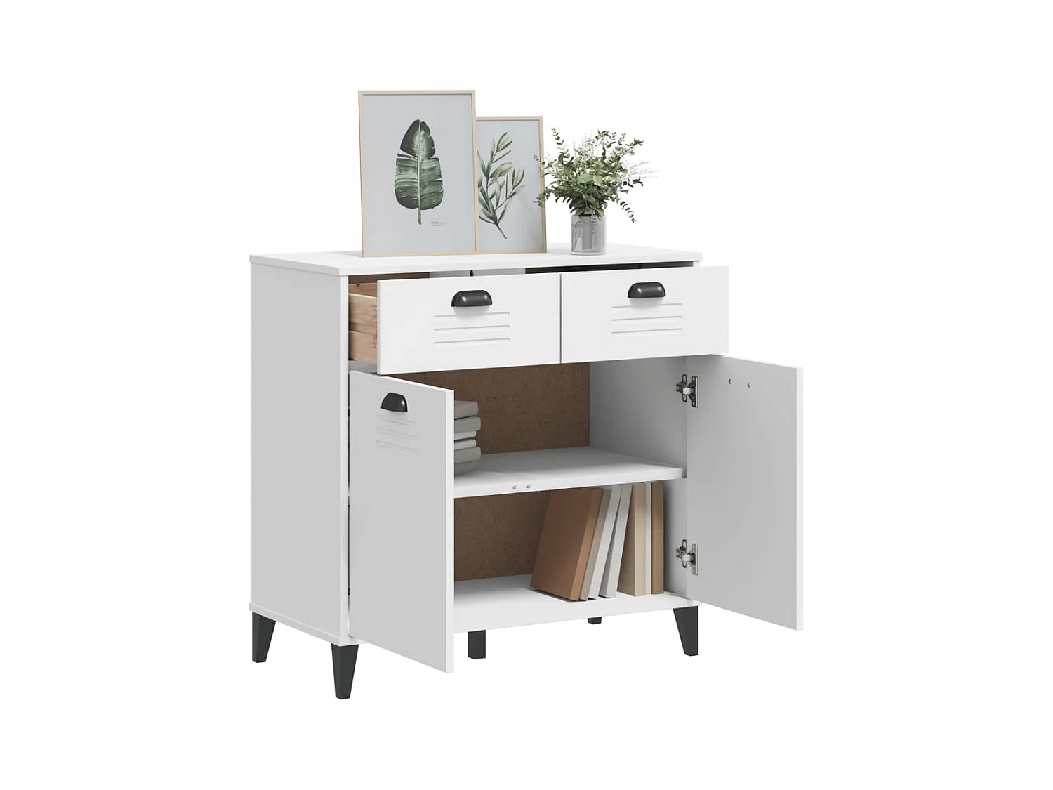 Buffet | Commode à tiroir | Meuble de rangement VIKEN blanc 80x40x80 cm bois d'ingénierie