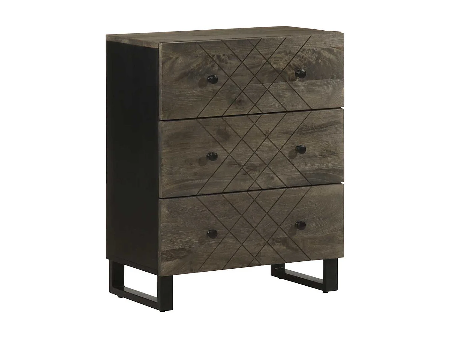 Buffets | Bahuts | Meuble de rangement 3 pcs noir 60x33x75 cm bois massif de manguier