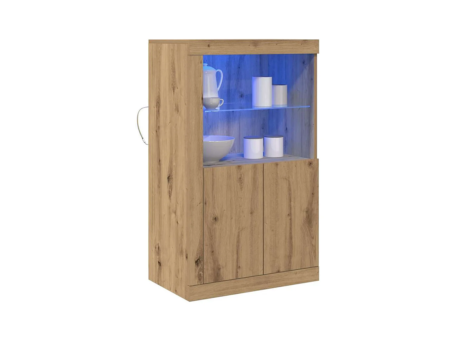 Buffet | Bahut | Meuble de rangement avec lumières LED Chêne artisan 60,5x37x100 cm
