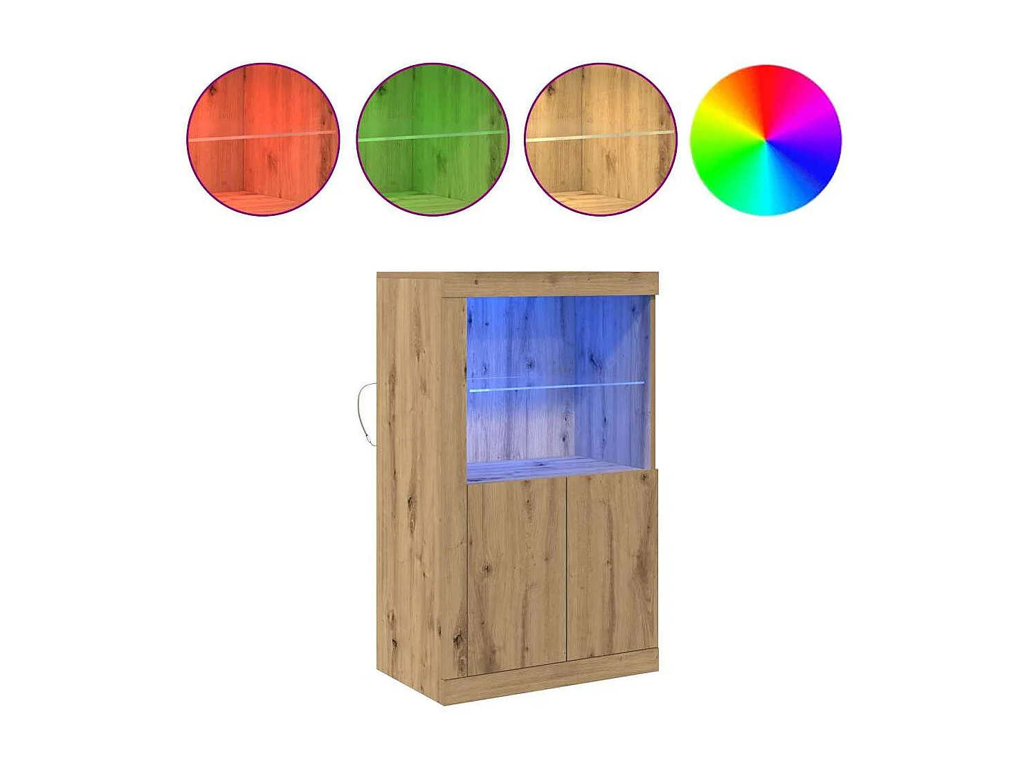 Buffet | Bahut | Meuble de rangement avec lumières LED Chêne artisan 60,5x37x100 cm