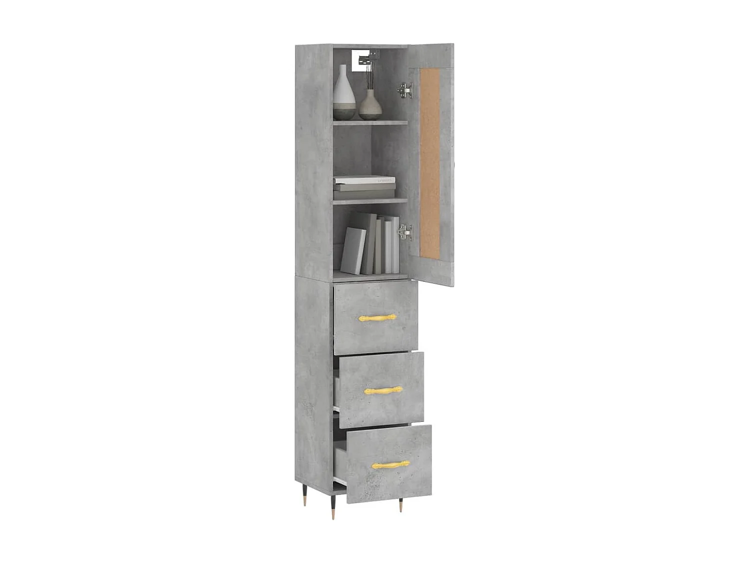 Credenza | Buffet | Armadio Grigio Cemento 34,5x34x180 cm in Legno Multistrato