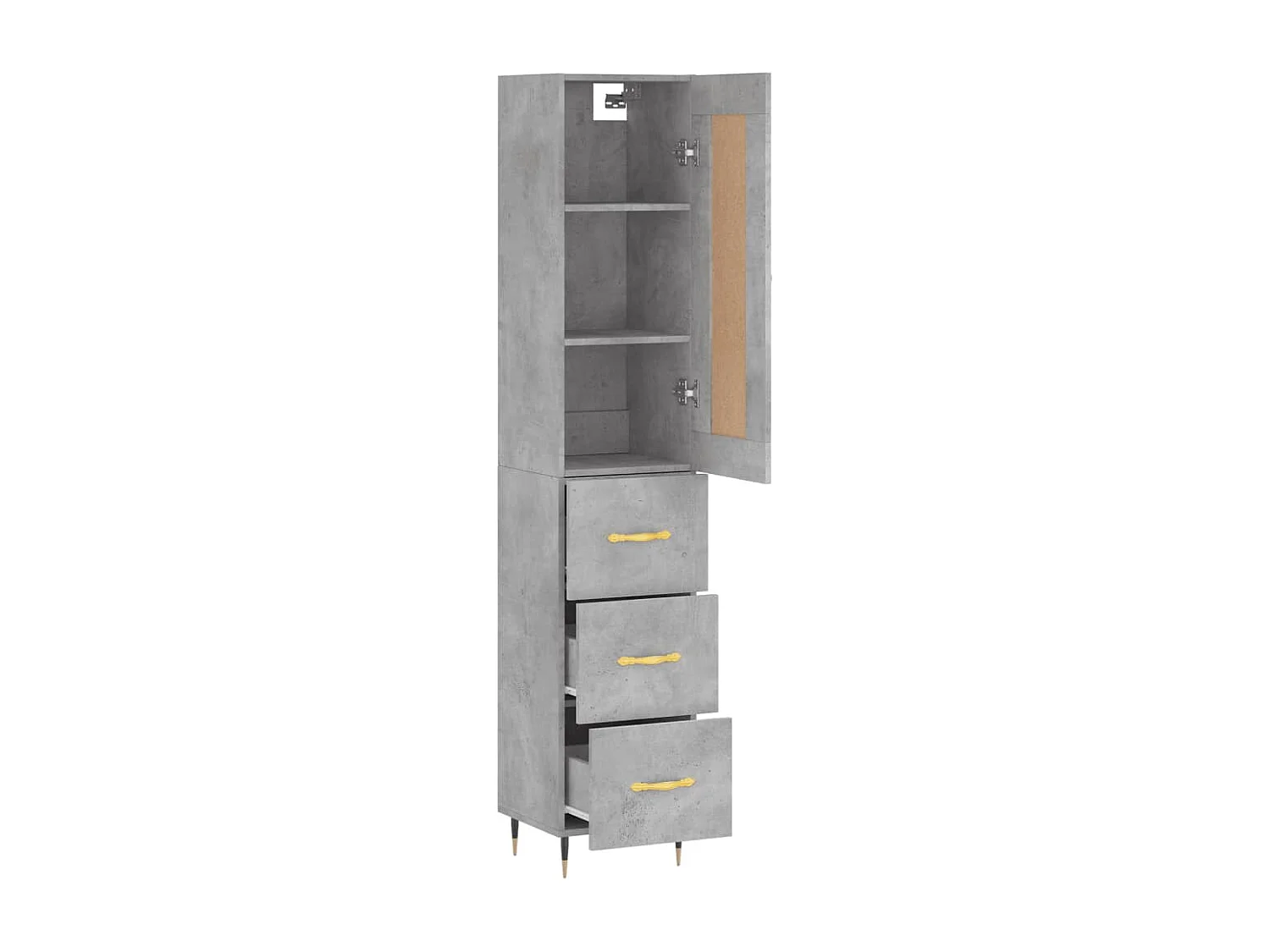 Credenza | Buffet | Armadio Grigio Cemento 34,5x34x180 cm in Legno Multistrato