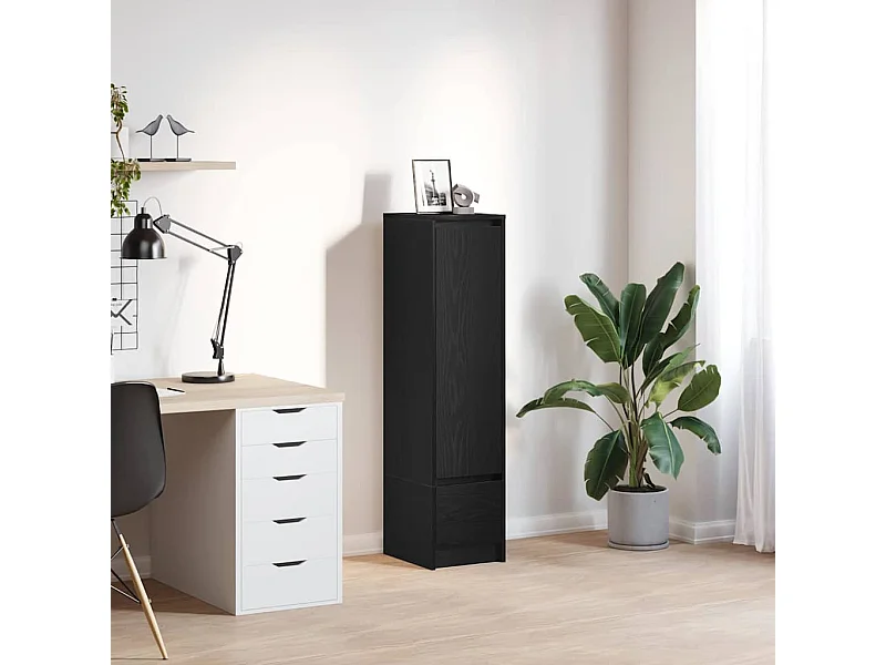 Buffet | Commode à tiroir | Meuble de rangement haut chêne noir 29,5x34x119,5 cm bois d'ingénierie