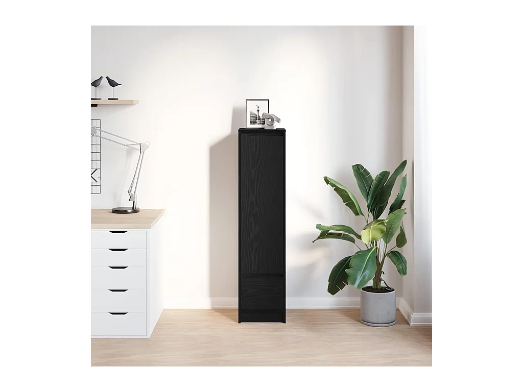 Credenza | Buffet | Armadio Rovere Nero 29,5x34x119,5 cm in Legno Multistrato