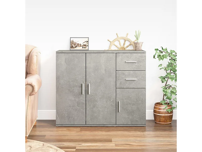 Credenza | Buffet | Armadio Grigio Cemento 91x29,5x75 cm in Legno Multistrato