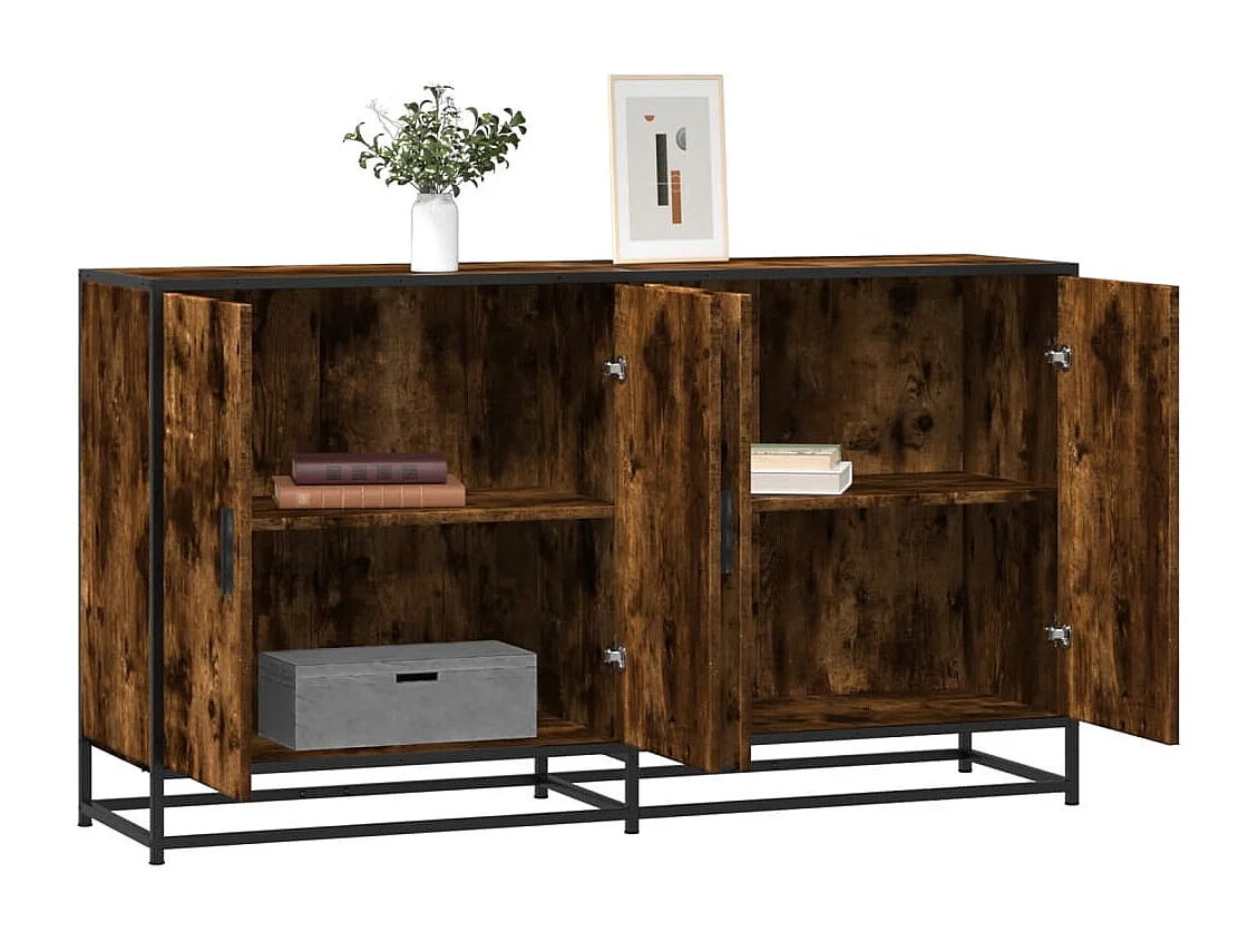 Buffet | Bahut | Meuble de rangement chêne fumé 134x35x76 cm bois d'ingénierie