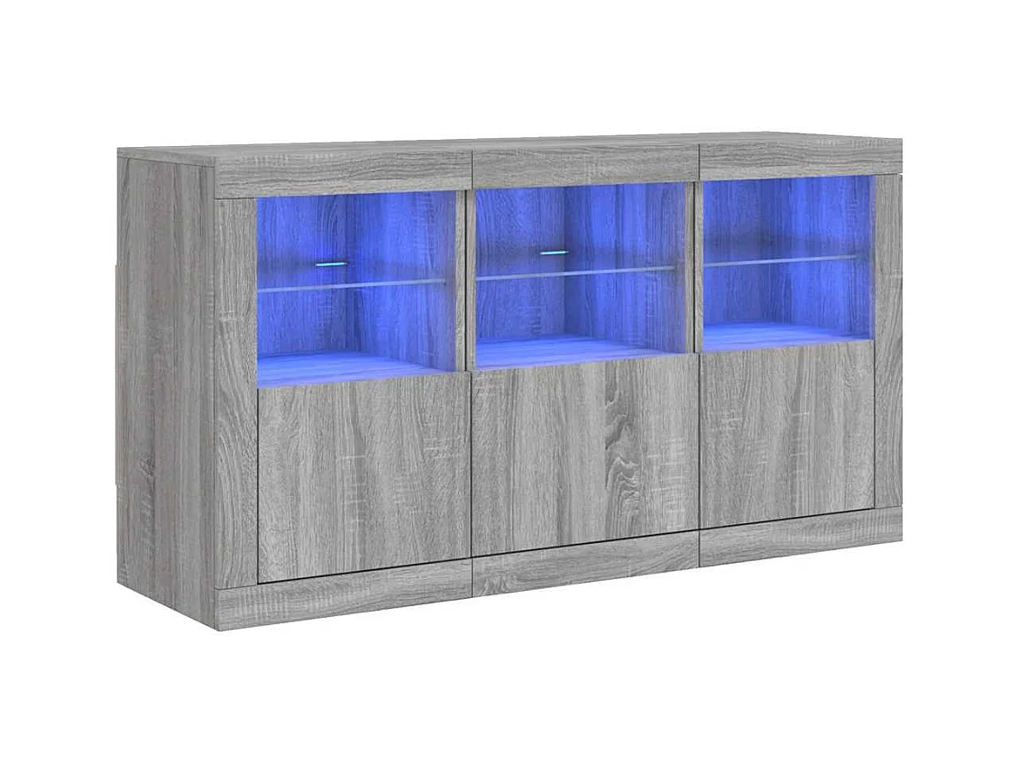 Buffet | Bahut | Meuble de rangement avec lumières LED sonoma gris 123x37x67 cm
