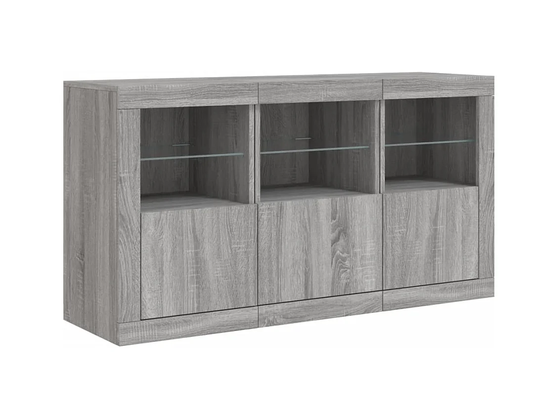 Buffet | Bahut | Meuble de rangement avec lumières LED sonoma gris 123x37x67 cm