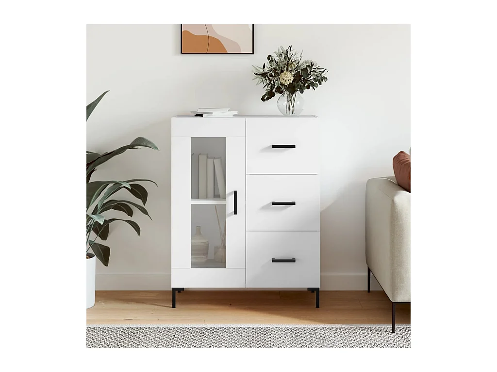 Credenza | Buffet | Armadio Bianca 69,5x34x90 cm in Legno Multistrato