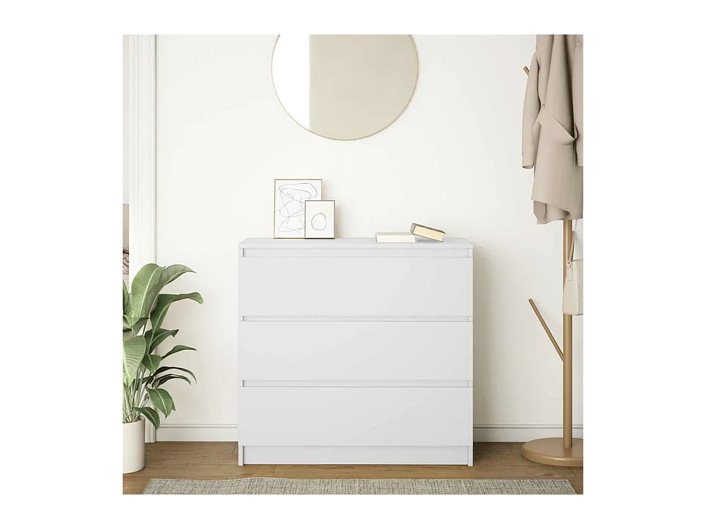 Buffet | Commode à tiroir | Meuble de rangement blanc 80x35x76 cm bois d’ingénierie