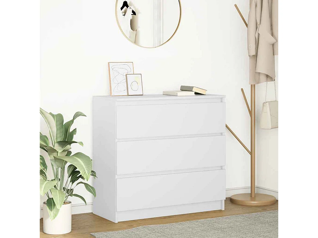 Buffet | Commode à tiroir | Meuble de rangement blanc 80x35x76 cm bois d’ingénierie